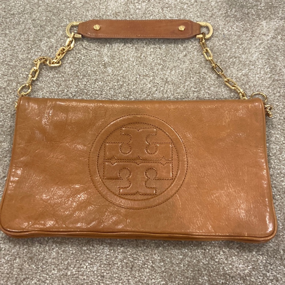 Tory Burch Camel Clutch with Strap
